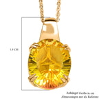 D'Joy - Lichkranz-Design Sphaleros Quarz Anhänger mit Kette, ca. 50 cm 925 Silber 750 Gelb Vergoldet ca. 5.19 ct
