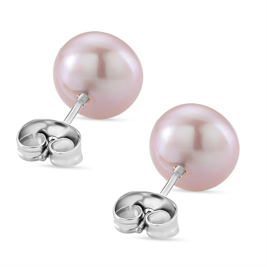 Pfirsich-Süßwasser Perle (7-9 mm) Schmuckset 316L Edelstahl