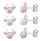 Pfirsich-Süßwasser Perle (5-7 mm), Lila Süßwasser Perle (5-7 mm), Weiße Süßwasser Perle (5-7 mm) Schmuckset, Nickelfreies Messing