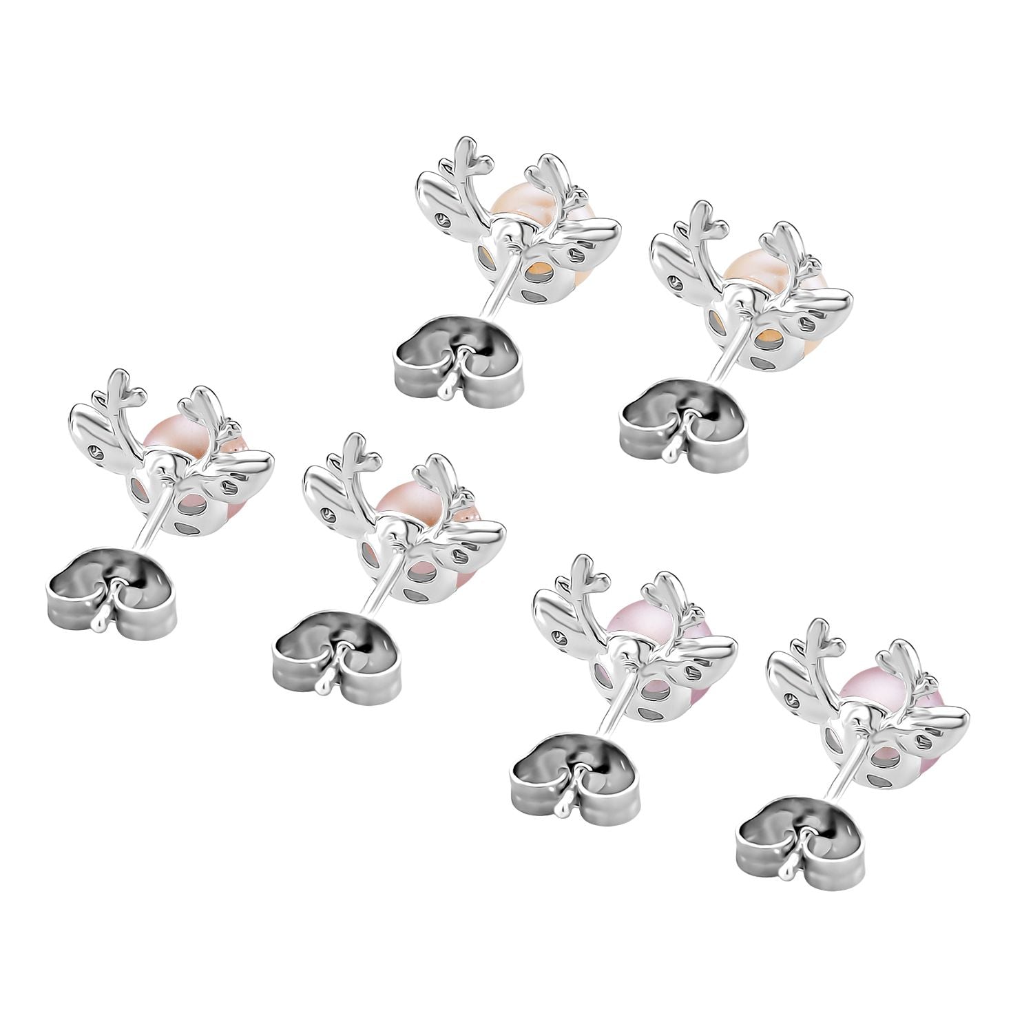 Pfirsich-Süßwasser Perle (5-7 mm), Lila Süßwasser Perle (5-7 mm), Weiße Süßwasser Perle (5-7 mm) Schmuckset, Nickelfreies Messing