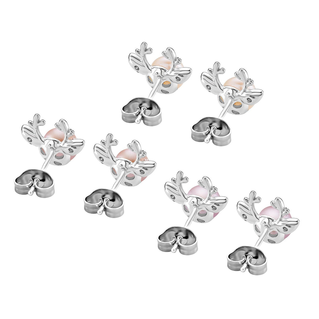 Pfirsich-Süßwasser Perle (5-7 mm), Lila Süßwasser Perle (5-7 mm), Weiße Süßwasser Perle (5-7 mm) Schmuckset, Nickelfreies Messing