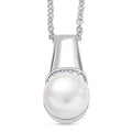 EverTrue Süßwasser Perle und Zirkon Anhänger mit 50cm Kette in Silberton
