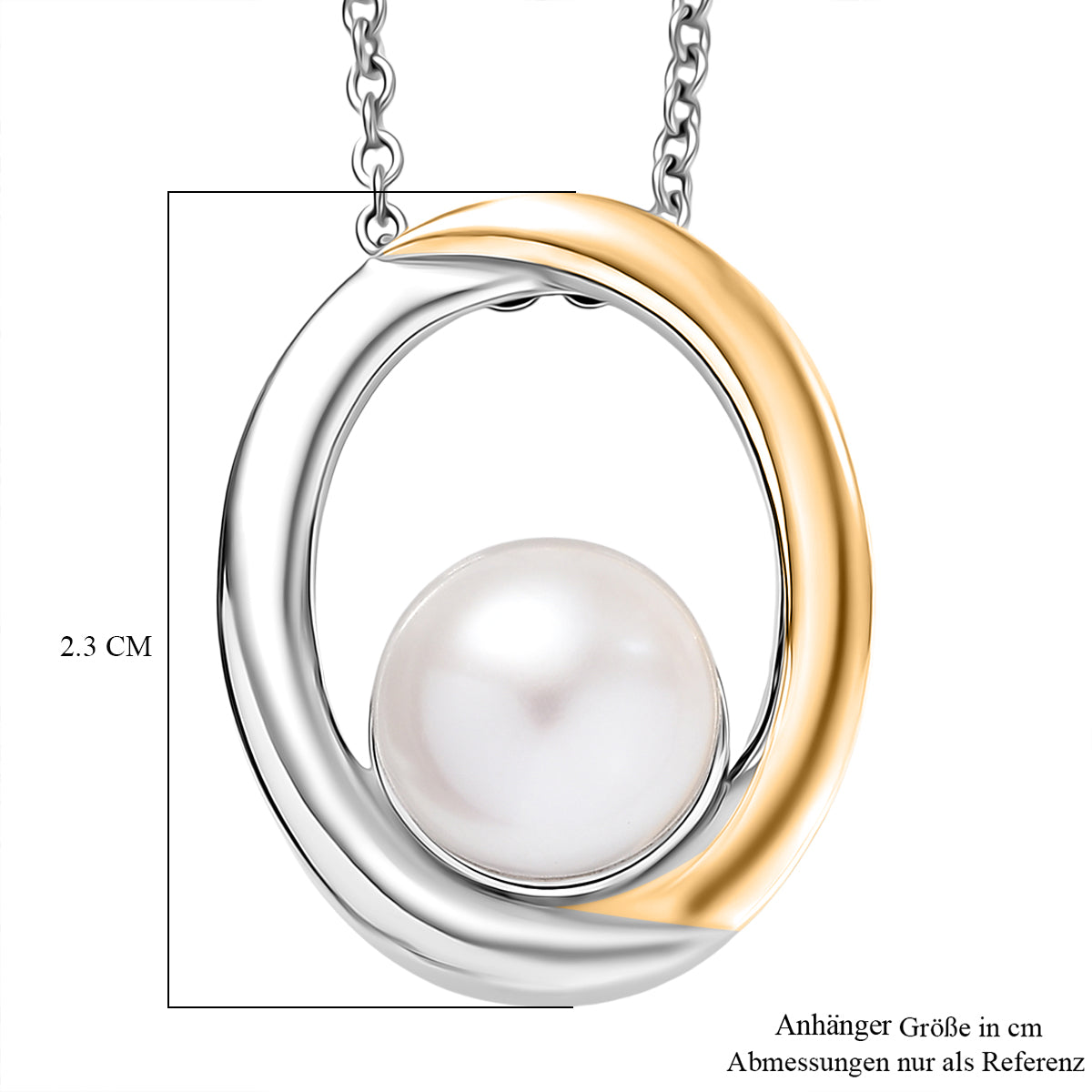 EVER TRUE Süßwasser Perle (9-9.5 mm) Anhänger mit Kette, ca. 50 cm, Nickelfreies Messing