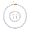 3er Set - Opalite Halskette, Armband und Ohrringe, 316L Edelstahl, Goldfarben, ca. 323.50 ct