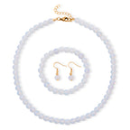 3er Set - Opalite Halskette, Armband und Ohrringe, 316L Edelstahl, Goldfarben, ca. 323.50 ct