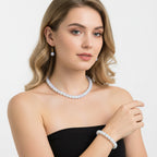 3er Set - Opalite Halskette, Armband und Ohrringe, 316L Edelstahl, Goldfarben, ca. 323.50 ct