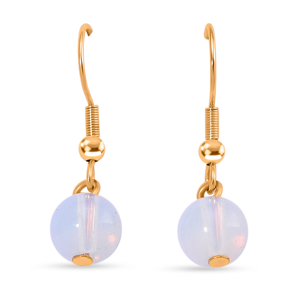 3er Set - Opalite Halskette, Armband und Ohrringe, 316L Edelstahl, Goldfarben, ca. 323.50 ct