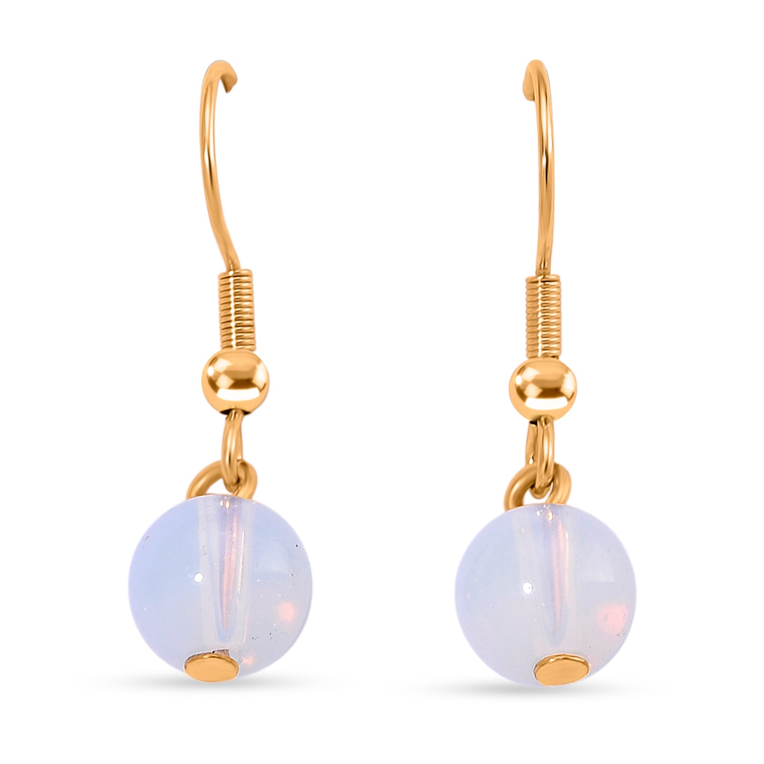 3er Set - Opalite Halskette, Armband und Ohrringe, 316L Edelstahl, Goldfarben, ca. 323.50 ct