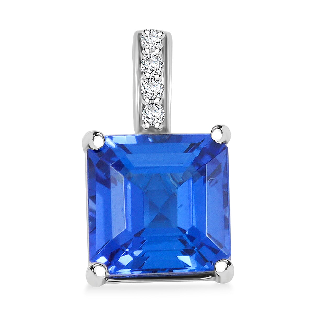 Rhapsody AAAA Tansanit, Weißer Diamant VS-EF AGI zertifiziert und geprüft Anhänger mit Kette ca. 45 cm 950 Platin ca. 1,85 ct.