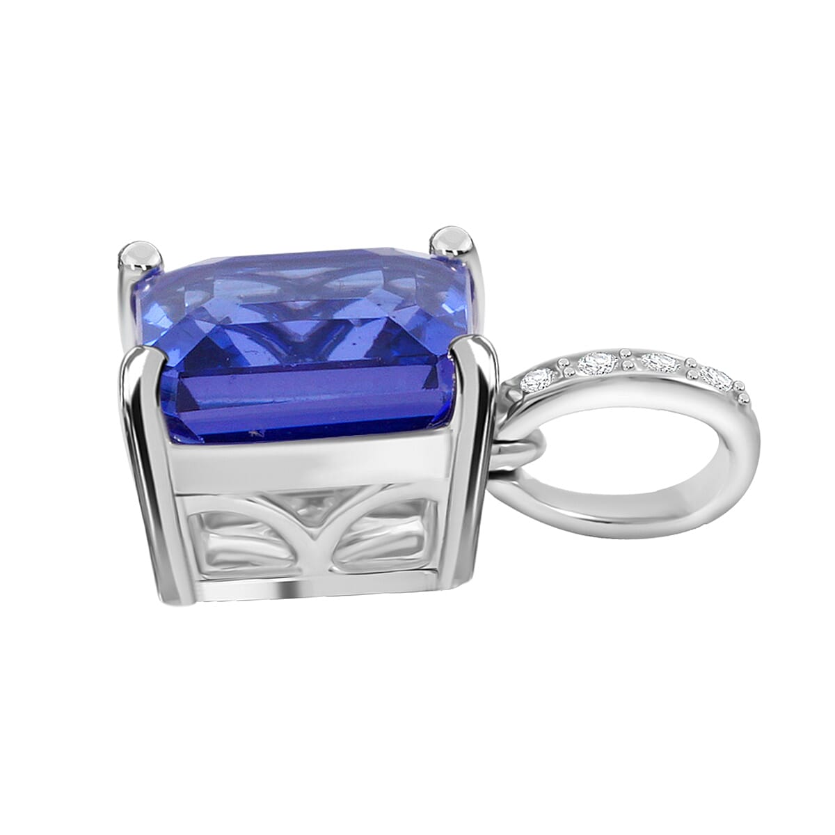 Rhapsody AAAA Tansanit, Weißer Diamant VS-EF AGI zertifiziert und geprüft Anhänger mit Kette ca. 45 cm 950 Platin ca. 1,85 ct.