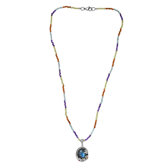 EVER TRUE AAA Labradorit, Mehrfarbig-Turmalin Schmuckset ca. 45 cm ca. 27.93 ct