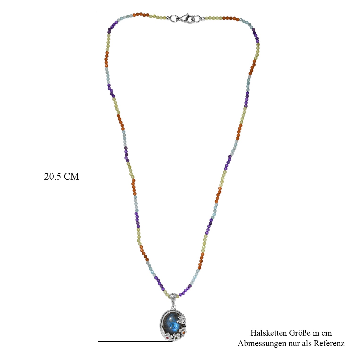 EVER TRUE AAA Labradorit, Mehrfarbig-Turmalin Schmuckset ca. 45 cm ca. 27.93 ct