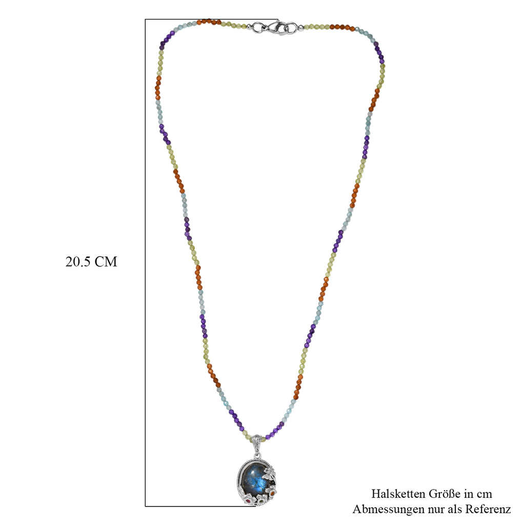 EVER TRUE AAA Labradorit, Mehrfarbig-Turmalin Schmuckset ca. 45 cm ca. 27.93 ct