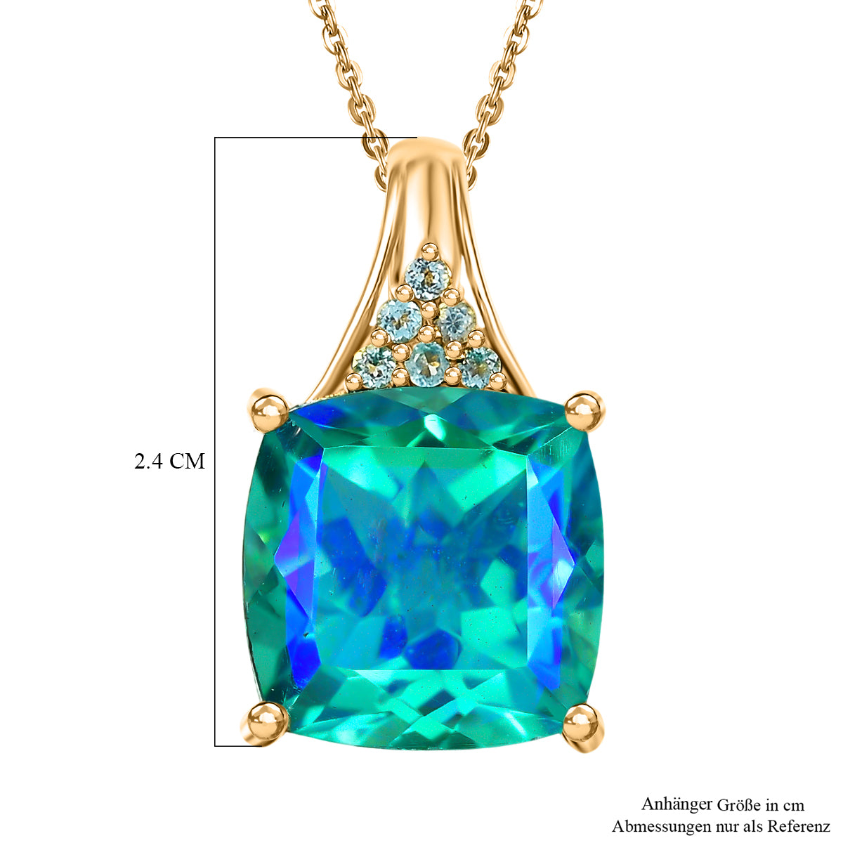 D'Joy Pfau Quarz Triplette, Blauer Apatit Schmuckset ca. 50 cm 925 Silber 750 Gelbgold Vermeil ca. 13.19 ct