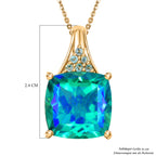 D'Joy Pfau Quarz Triplette, Blauer Apatit Schmuckset ca. 50 cm 925 Silber 750 Gelbgold Vermeil ca. 13.19 ct