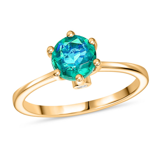 2er Set - D'Joy Pfau Quarz Triplette Ring und Ohrringe, 925 Silber 750 Gelb Vergoldet (Größe 18.00) ca. 2.93 ct