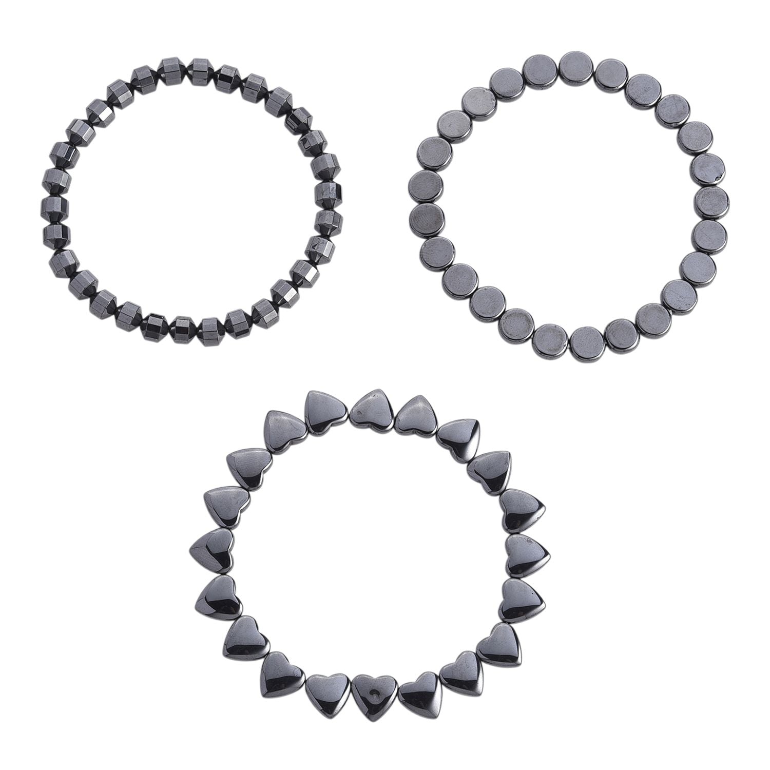 3er-Set Hämatit Armband, flexibles (ca. 18-19 cm) ca. 215,00 ct.