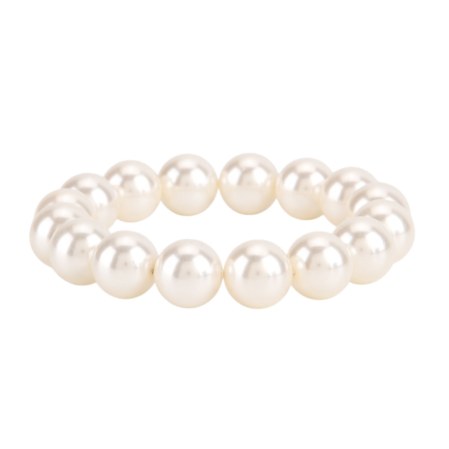 3er Set - Weiße Muschelkernperle (13-15 mm) Halskette ca. 50 cm, Armband-verstellbar, und Ohrringe Schmuckset, 316L Edelstahl
