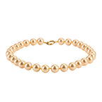 3er Set - Goldene Muschelkernperle (13-15 mm) Halskette ca. 50 cm, Armband-verstellbar, und Ohrringe Schmuckset, 316L Edelstahl