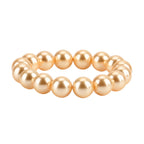3er Set - Goldene Muschelkernperle (13-15 mm) Halskette ca. 50 cm, Armband-verstellbar, und Ohrringe Schmuckset, 316L Edelstahl