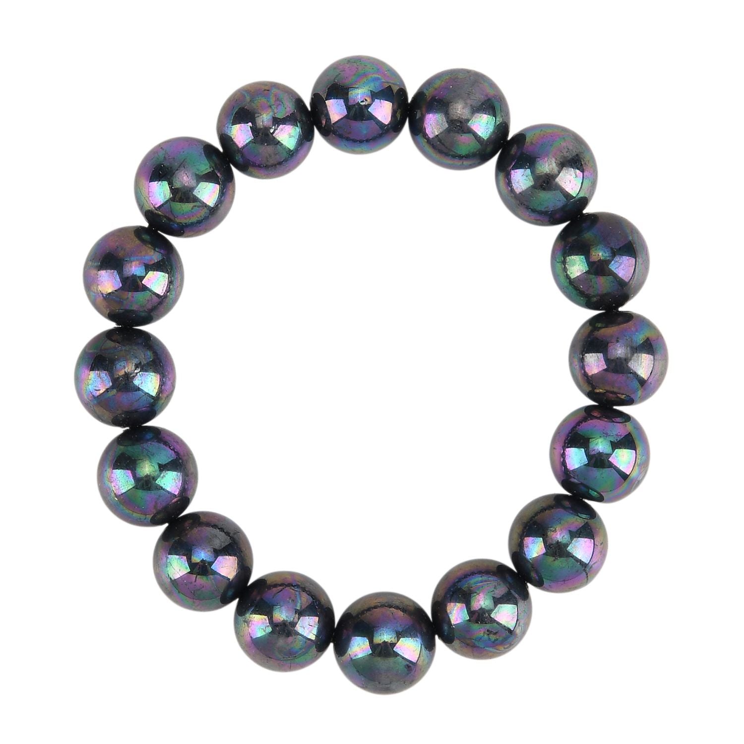 3er Set - Pfaufarbene Muschelkernperle (13-15 mm) Halskette ca. 50 cm, Armband-verstellbar, und Ohrringe Schmuckset, 316L Edelstahl