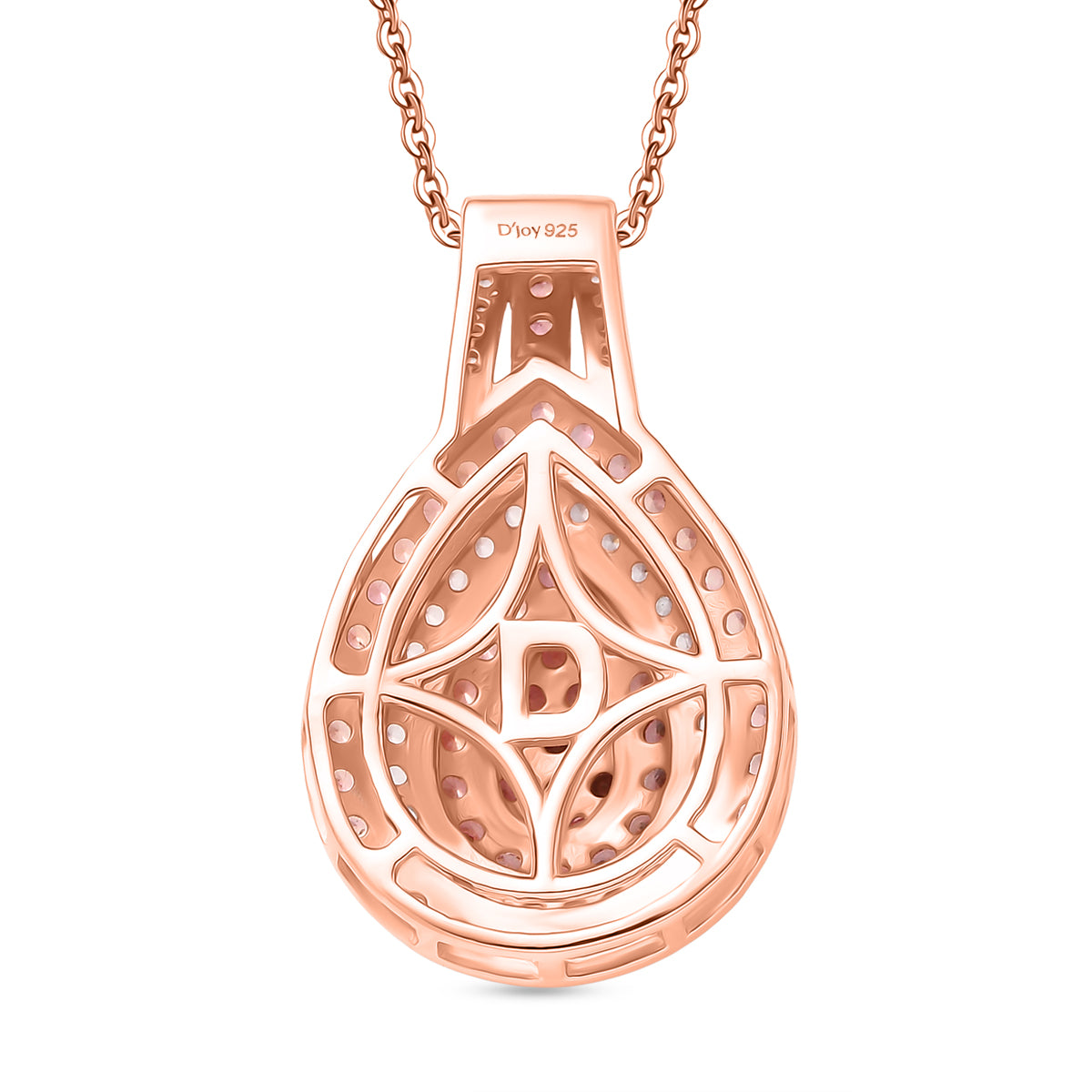 D'Joy AAA Padparadscha Saphir Schmuckset ca. 50 cm 925 Silber 750 Roségold Vermeil ca. 1.58 ct
