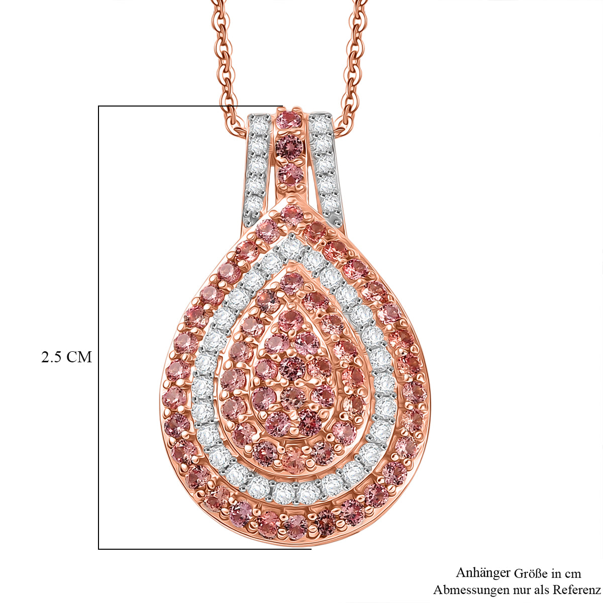D'Joy AAA Padparadscha Saphir Schmuckset ca. 50 cm 925 Silber 750 Roségold Vermeil ca. 1.58 ct