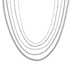 5er-Set Halsketten, ca. 45 cm + 5 cm Extender, Nickelfreies Messing Silberfarben