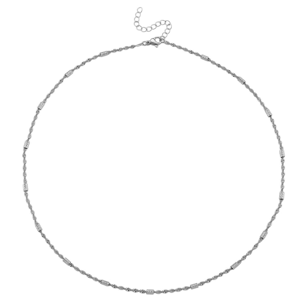 5er-Set Halsketten, ca. 45 cm + 5 cm Extender, Nickelfreies Messing Silberfarben