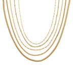5er-Set Halsketten, ca. 45 cm + 5 cm Extender, Nickelfreies Messing Goldfarben