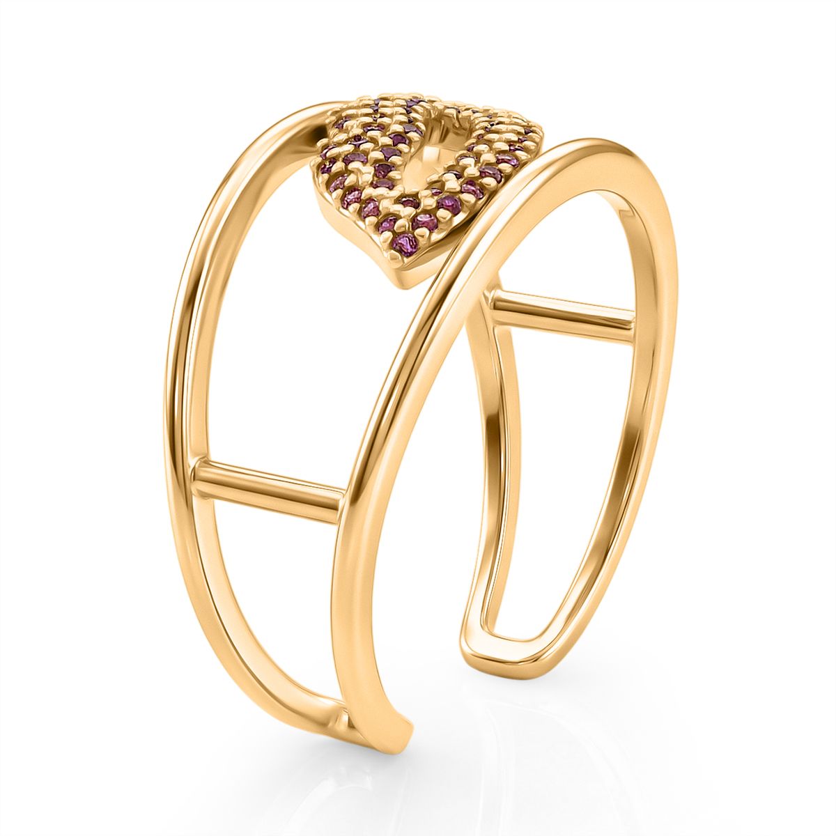 3er Set -Weißer Zirkonia Cuff-Ringe, vergoldet, Nickelfreies Messing (Größe 19.00)