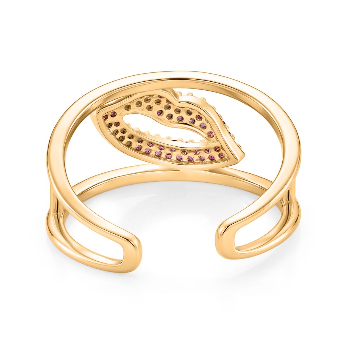 3er Set -Weißer Zirkonia Cuff-Ringe, vergoldet, Nickelfreies Messing (Größe 19.00)