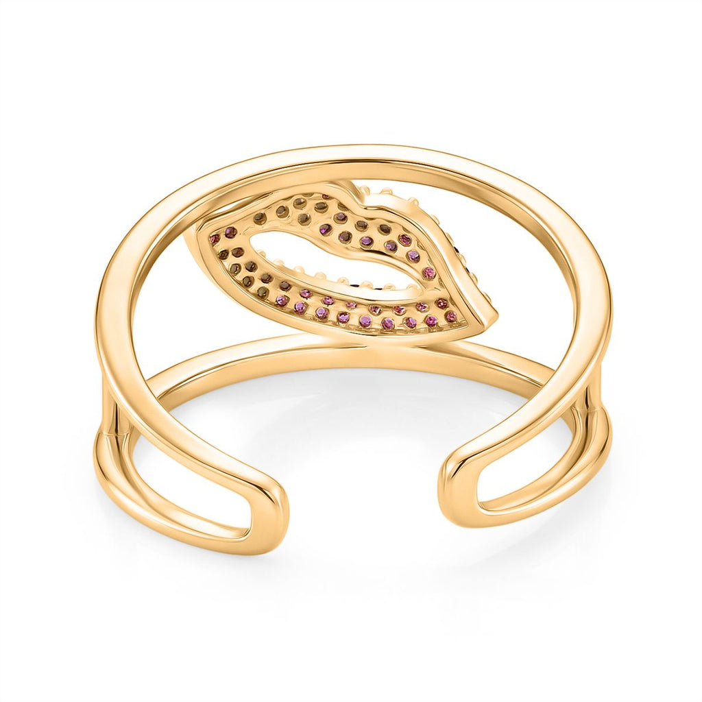 3er Set -Weißer Zirkonia Cuff-Ringe, vergoldet, Nickelfreies Messing (Größe 21.00)