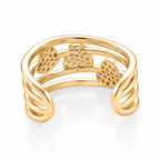 3er Set -Weißer Zirkonia Cuff-Ringe, vergoldet, Nickelfreies Messing (Größe 21.00)