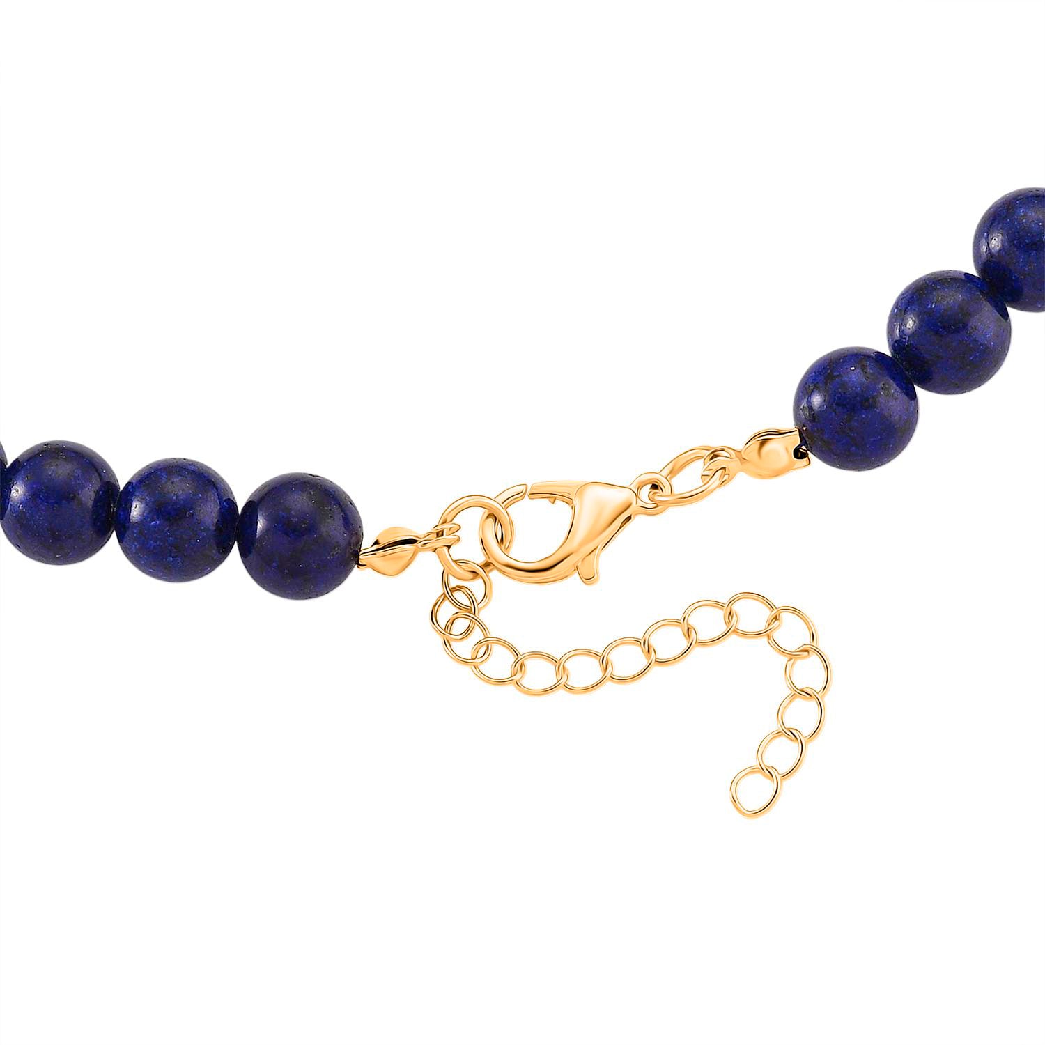 2er Set - Lapislazuli Halskette und Armband Legierung  gelb vergoldet ca. 430.00 ct