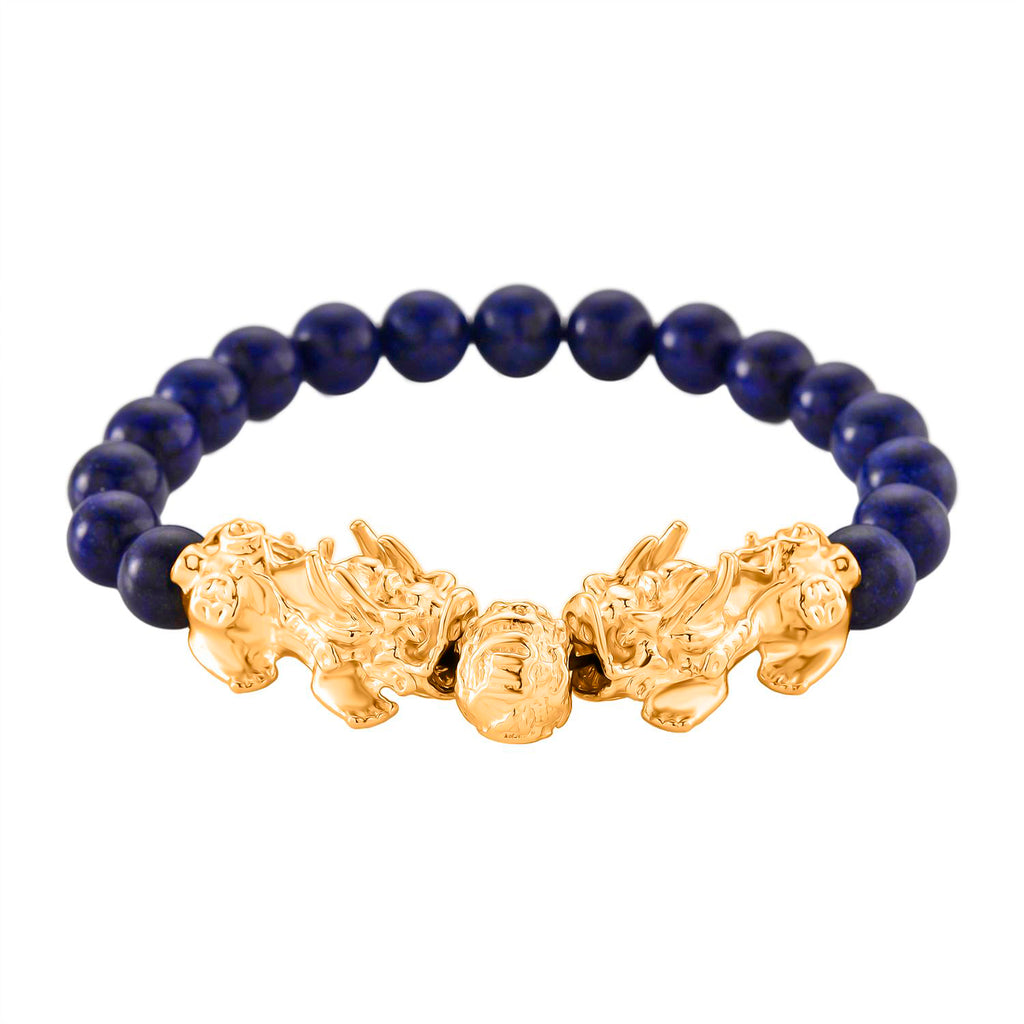 2er Set - Lapislazuli Halskette und Armband Legierung  gelb vergoldet ca. 430.00 ct