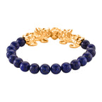 2er Set - Lapislazuli Halskette und Armband Legierung  gelb vergoldet ca. 430.00 ct