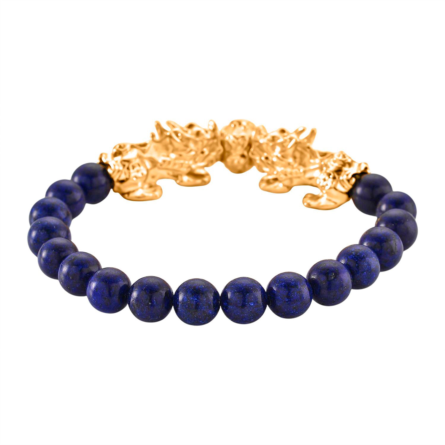 2er Set - Lapislazuli Halskette und Armband Legierung  gelb vergoldet ca. 430.00 ct
