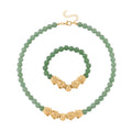 2er Set - Grüner Aventurin Halskette und Armband Legierung  gelb vergoldet ca. 430.00 ct