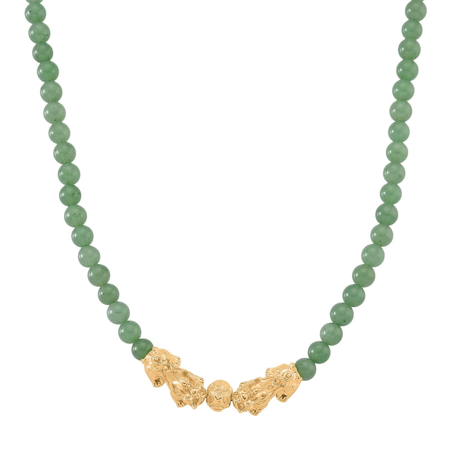 2er Set - Grüner Aventurin Halskette und Armband Legierung  gelb vergoldet ca. 430.00 ct