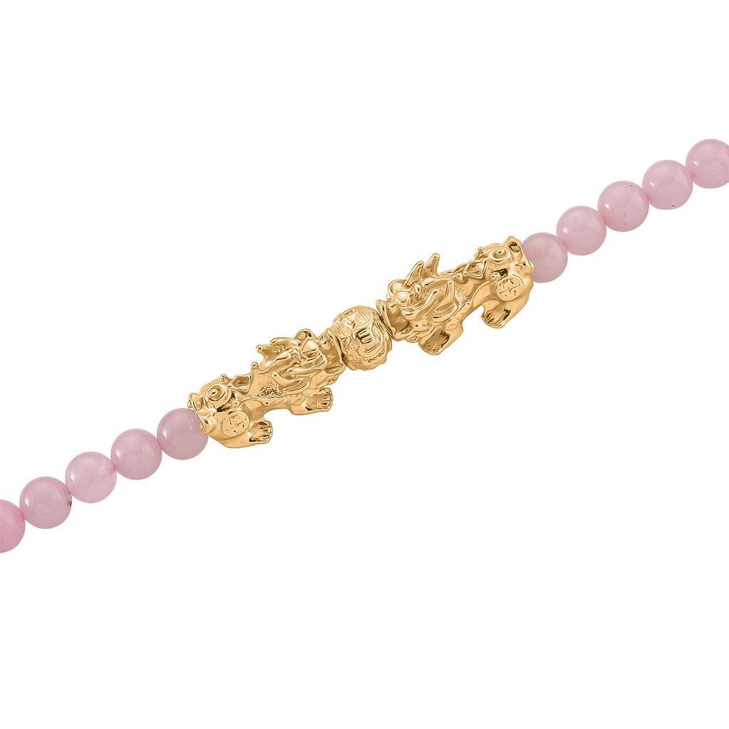 Rosenquarz Schmuckset Legierung gelb vergoldet ca. 430.00 ct