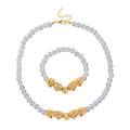 2er Set - Opalite Halskette und Armband Legierung gelb vergoldet ca. 430.00 ct