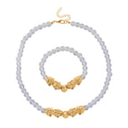 2er Set - Opalite Halskette und Armband Legierung gelb vergoldet ca. 430.00 ct