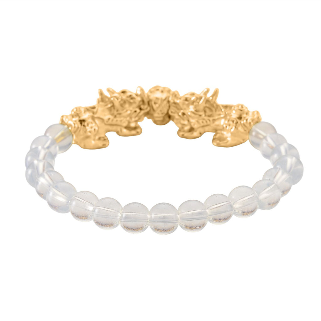 2er Set - Opalite Halskette und Armband Legierung gelb vergoldet ca. 430.00 ct