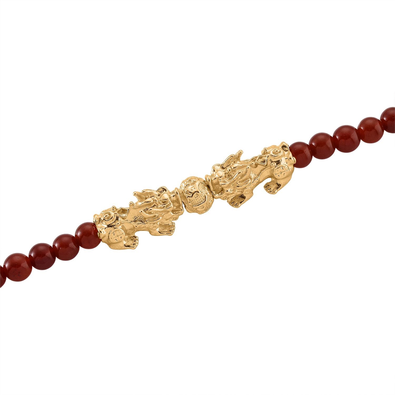 2er Set - Roter Achat Halskette und Armband Legierung gelb vergoldet ca. 430.00 ct