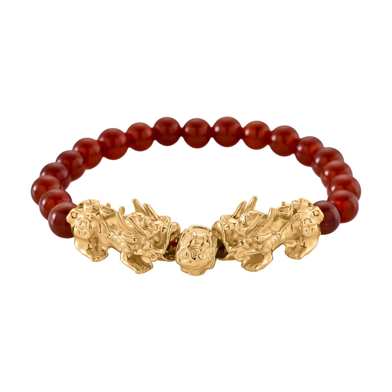 2er Set - Roter Achat Halskette und Armband Legierung gelb vergoldet ca. 430.00 ct