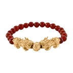 2er Set - Roter Achat Halskette und Armband Legierung gelb vergoldet ca. 430.00 ct