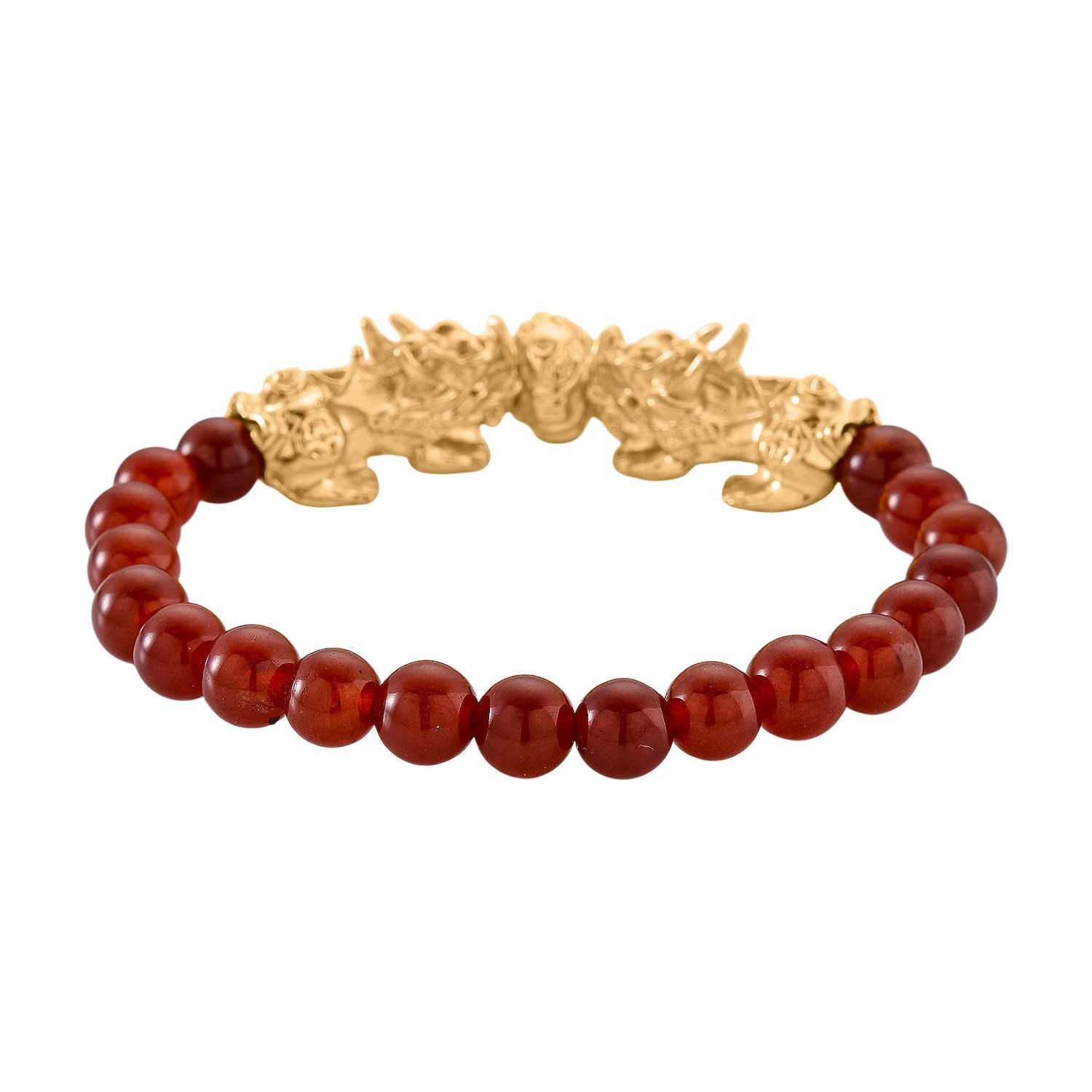 2er Set - Roter Achat Halskette und Armband Legierung gelb vergoldet ca. 430.00 ct