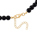 2er Set - Schwarzer Obsidian Halskette und Armband, Legierung gelb vergoldet ca. 430.00 ct
