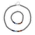 2er Set - Terahertz, Mehrfarbige Edelsteine Halskette und Armband, flexibel, 316L Edelstahl ca. 280.00 ct